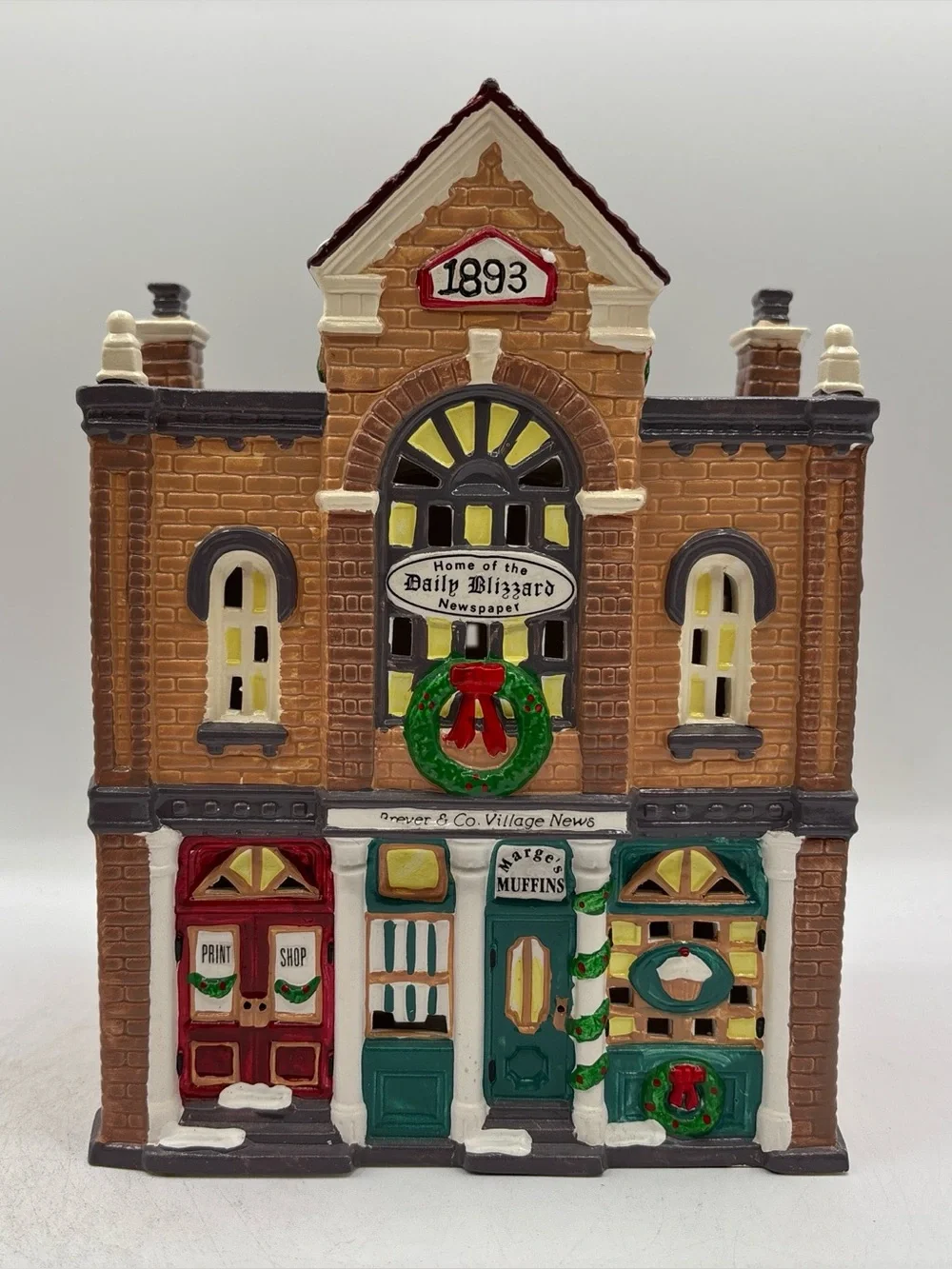 Department 56 1992 Vintage Original Snow Village Print Shop & Village News 54259